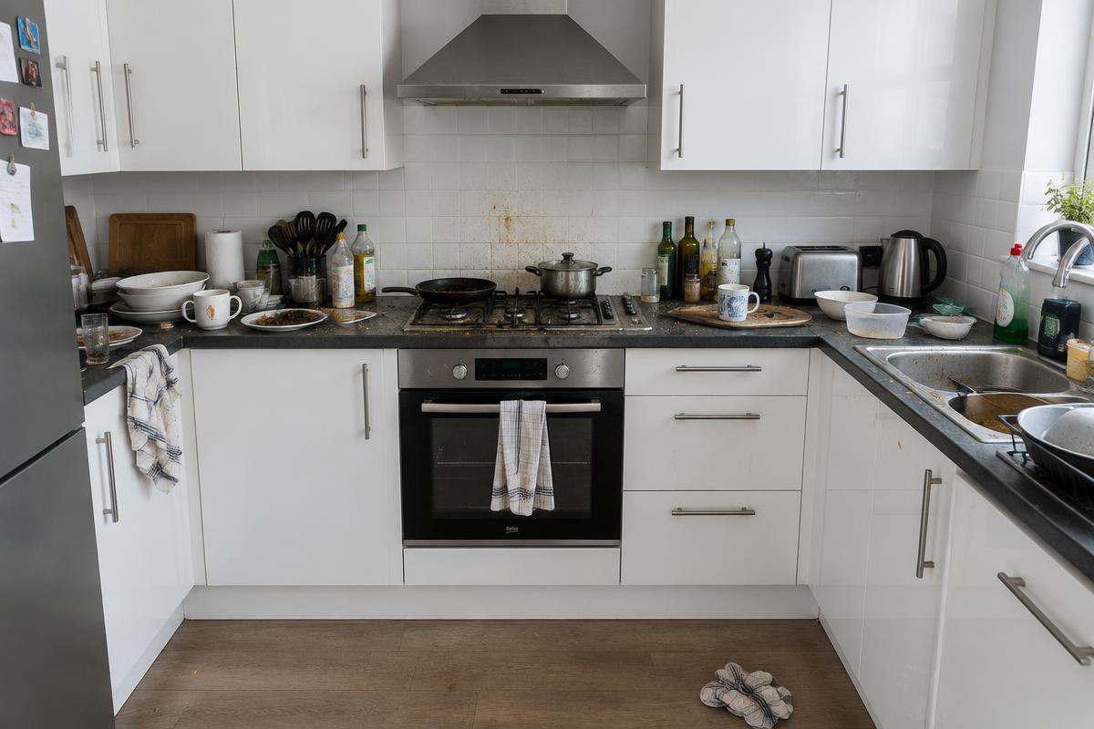 Kitchen before cleaning
